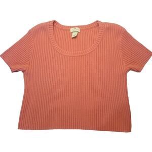 VTG 90s The Limited Ribbed Cropped Sweater Coral Sz L Y2K Minimalist EUC
